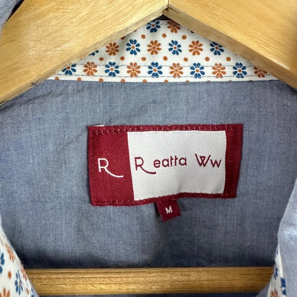 Retta WW Snap Button Shirt Womens Medium Blue‎ Floral Embroidered Western Rodeo - Picture 3 of 12